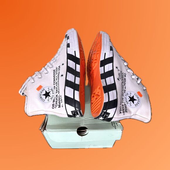 Size 8 - Off-White Converse Chuck Taylor All-Star '70 Hi White Black Orange 2018 - Picture 6 of 9